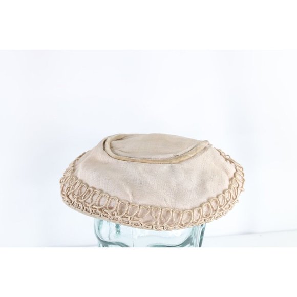 Vintage Antique Early 1900s Distressed Fabric Chinese Hat Cap Beige Womens main image 7